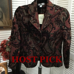 NWT $89 Coldwater Creek Paisley Tapestry Blazer Jacket Petite XS